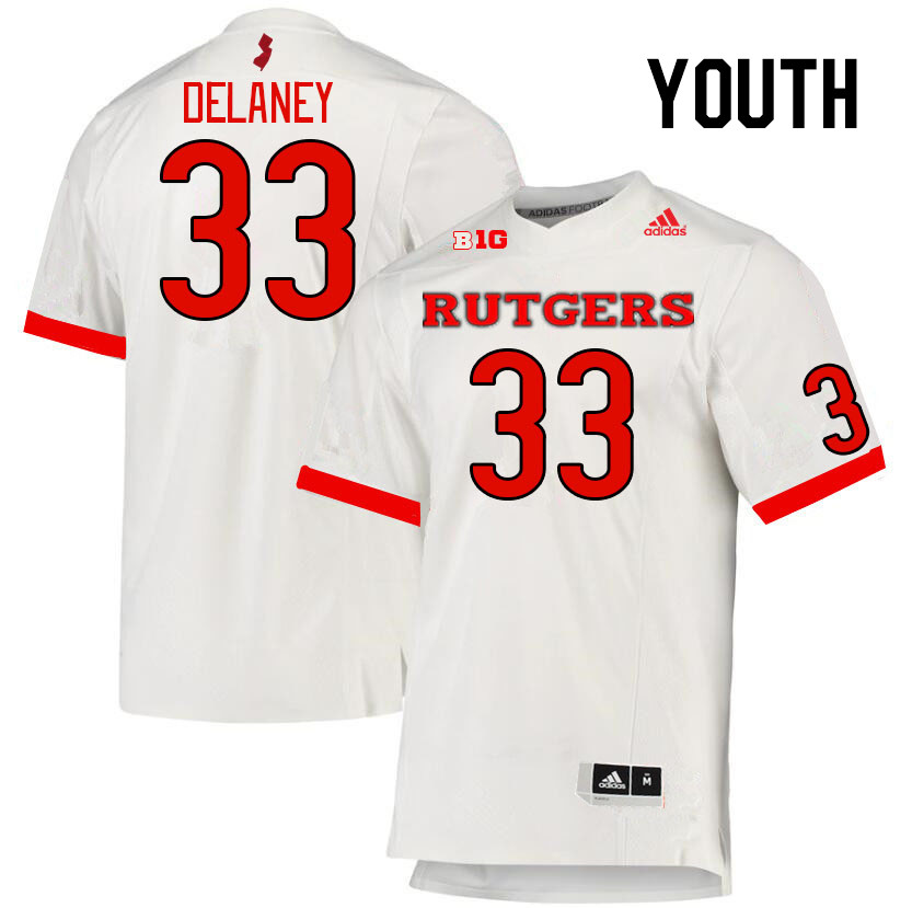 Youth #33 Donovan Delaney Rutgers Scarlet Knights College Football Jerseys Stitched Sale-White